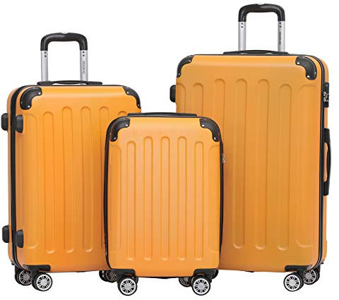 BEIBYE 2045 Zwillingsrollen 3tlg. Reisekoffer Koffer Kofferset Trolleys Hartschale in 20 Farben (Orangen)