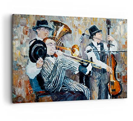 ARTTOR Bilder auf Leinwand 120x80cm Wandbild Kultur Menschen - 3422 | Jazz Musik Musiker Groß XXL Wanddekoration Wohnzimmer Schlafzimmer Küche Wanddeko Wand Kunstdruck Wandkunst Wall Decor ARTTOR
