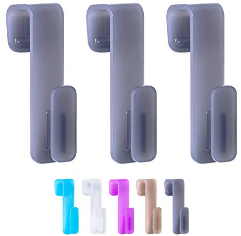 WELLGRO 3X Rundheizkörperhaken - Top Qualität Made IN Germany - Haken für Handtuch - Heizkörperhaken - Handtuchhaken - Farbe wählbar, Farbe:Grau
