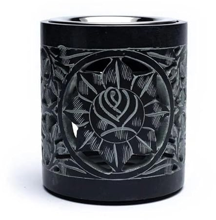 Rauchergefäß - Duftlampe Speckstein schwarz - 600 g