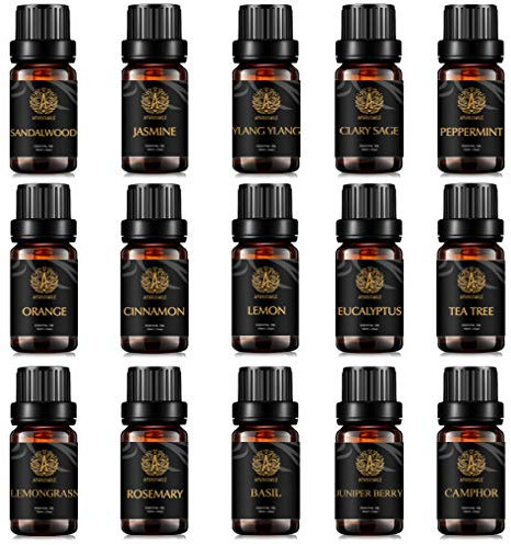 100% reine Ylang Ylang ätherische Öle Set für Diffusor,15x10ml Aromatherapie Sandelholz ätherisches Öl für Diffusor,Therapeutische Grade Clary Salbei ätherisches Öl Set für Luftbefeuchter-JasminÖle...