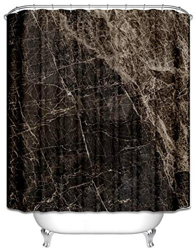 Daesar Duschvorhang Antischimmel Schwarz Vintage Duschvorhang aus Polyester-Stoff 180x180
