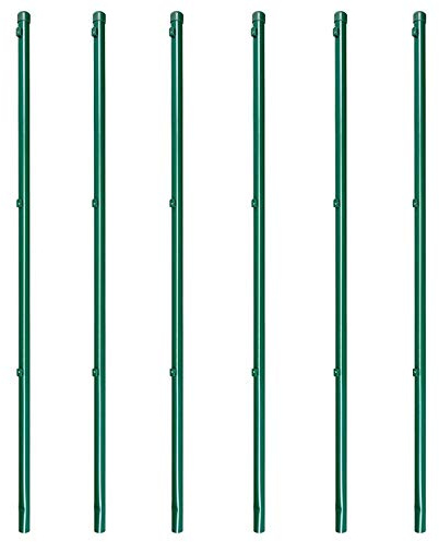 6 x Zaunpfosten Zaunpfahl für Maschendrahtzaun zinkphosphatiert grün kunstoffbeschichtet, 34x1500mm