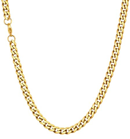U7 Klassische Panzerkette für Damen Herren Edelstahl/18k vergoldet kubanische Gliederkette Hip-Hop Kette 3/6/9/12mm breit Kubanische Kette für Männer Jungen in 36/46/51/55/61/66/71/76cm