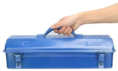 Agatige Cassetta portautensili in Acciaio, Cassetta degli attrezzi in metallo, scatola portautensili portatile, con fibbia di bloccaggio, Supporto per Contenitore per Attrezzi Di Riparazione Blu