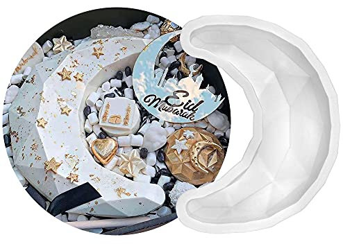 XMOX Stampo in silicone 3D a forma di luna fai da te, per mousse e torte, ghiaccioli al cioccolato, cera priva di BPA, resina epossidica, argilla, gelato fatto in casa