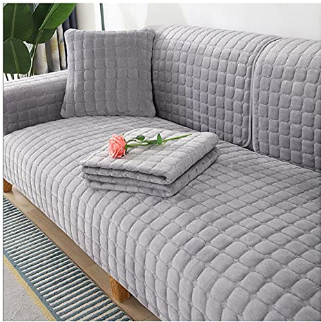 Sofabezug/Couchbezug l Form 3/2/4 sitzer Ecksofa Samt Sofaschoner rutschfeste Wendbar Sofaüberwurf Sofaschutz für Möbel Bezug (Color : C, Size : 90x180cm1pc)