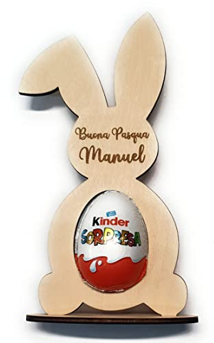 Coniglietto in legno personalizzato porta ovetto di cioccolato - Pasqua - decorazione pasquale - coniglio di Pasqua - idea regalo Pasqua