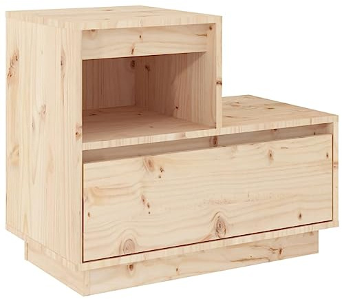 vidaXL Nachttisch 1 Schublade 1 Fach Nachtschrank Nachtkonsole Nachtkommode Schlafzimmer Schrank Kommode 60x34x51cm Massivholz Kiefer