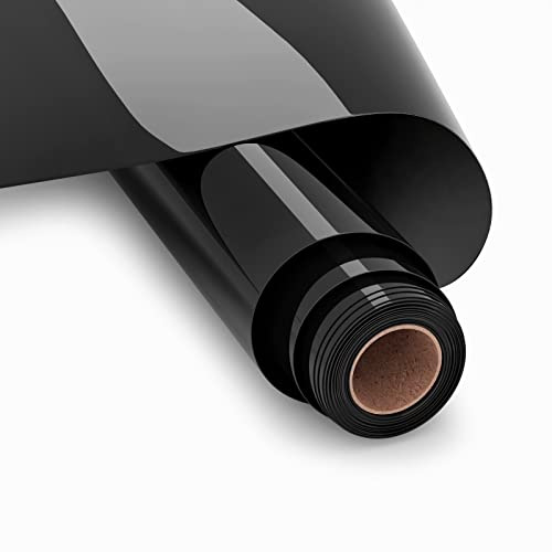 UIOK Flex Thermocollant Pour Tissu, 30.5 x 365.7cm Vinyle Thermocollant Noir HTV Flex Thermocollant Film pour DIY T-Shirts Vêtements Sacs et Autres Tissus, Facile à Couper et à Désherber (Noir)