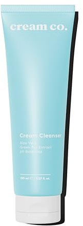 cream co. Aloe Vera Gesichtsreinigung 150ml, Porenreiniger, Make Up Entferner, Erfrischendes Waschcreme gegen Unreinheiten, Reinigt Mild ohne Auszutrocknen, Gesichtspflege, Face Cleanser, pH Neutral