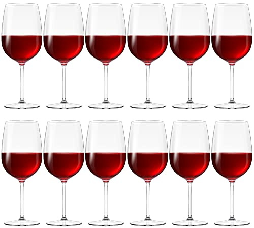 Purpeak Set of 12 Unbreakable Plastic Wine Glasses, 19 oz Clear Reusable