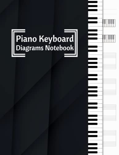 Piano Keyboard Diagrams Notebook: Blank Sheet Music For Piano , Wide Staff With Treble and Bass Clefs and Blank Piano Keyboard Diagrams For Music Teachers, Students and Pianist