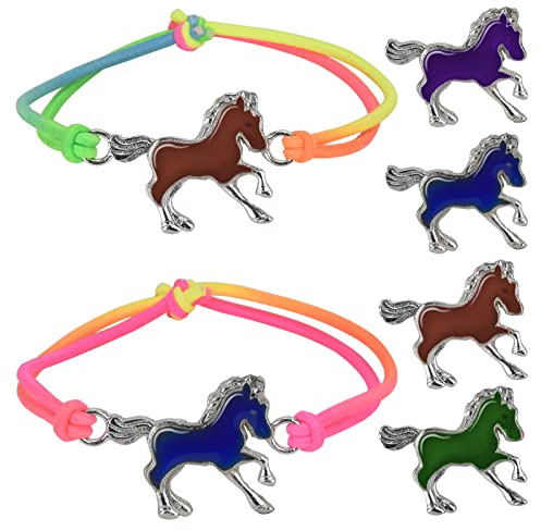 DealKits 2 Stück Pferde Armband für Kinder, Stimmungsarmband mit Farbwechsel, Kinderarmband für Pferdefans, Pferde Mädchen Geschenk/Mitgebsel für Kindergeburtstag, Einschulung Mädchen
