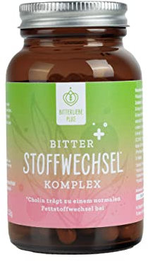 BitterLiebe® Bitter Stoffwechsel Komplex - 90 hochdosierte Kapseln mit Cholin, Zink, Vitaminen & Bitterstoffen - Für einen normalen Fett- und Energiestoffwechsel - Vegan & Made in Germany