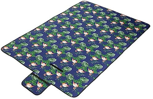 Picknickdecke 200x300cm,XXL Picknickdecke mit Wasserdichter Unterseite,Outdoor Stranddecke Sandfrei,mit Tragegriff Faltbare Picnic Blanket für Camping,Strand,Familie,Konzerte Tropische Flamingoblätter