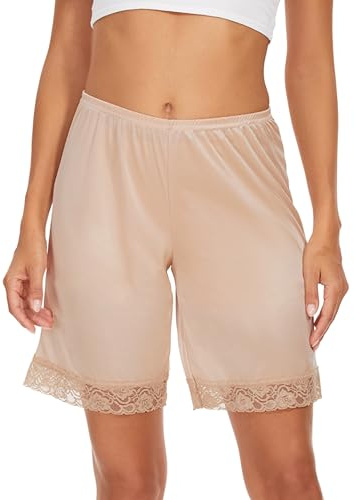 GYS Culotte Slips for Women Lace Pettipants Bloomers, Nude, M