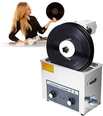 XDLYWUZIQ 180-W-Ultraschall-Schallplattenreiniger, Tragbarer 6-Liter-Ultraschallreiniger Mit Manueller Hebehalterung Und Automatischer Rotation Für 7-Zoll-/12-Zoll-Schallplatten