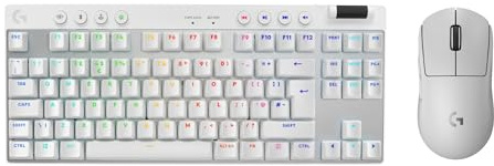 Logitech G PRO X TKL LIGHTSPEED Wireless Gaming Keyboard, Ultra Portable Tenkeyless Design + G PRO X SUPERLIGHT 2 LIGHTSPEED Wireless Gaming Mouse, PC & Mac, QWERTY UK English Layout, Whte