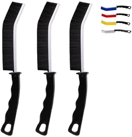Crevice Cleaning Brush Cleaning Tools Cleaning Supplies Grout Brush Scrub Brush Toilet Brush for Household Use for Cleaning Bathroom Kitchen 3 Pcs (Black)