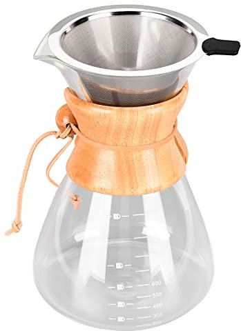 Cafetière Résistante à la Chaleur D avec Entonnoir, Grande capacité, Pour la Maison, Cafetière Résistante à la Chaleur de 800Ml (1000ml)