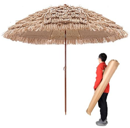 Sun Umbrella Terrace Balkonschirm Neigbar Höhenverstellbar Gartenschirm mit Tragetasche Balkon Strand Strohschirm Hawaii Regenschirm(Size:160CM)