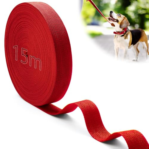 Mbsomnus Gurtband 25mm Polypropylen Nylonband 15M Gurtbänder Rot | Gurtband Baumwolle, 25mm Breites Band, Wasserresistent, Taschengurte zum Nähen, Ripsband, für DIY, Schneiden, Nähen, Rucksack
