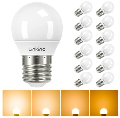 Linkind Dimmerabile Lampadine LED E27, Golf P45/G45, 4.2W(Equivalenti a 40W), Luce Bianca Calda 2700K, 470 Lumen, Pacco da 12