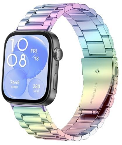 Issinlky Metallband för Huawei Fit 3/4/4 Pro/5, Armband i rostfritt stål för Huawei Fit 3/4/4 Pro/5 Herren Damen