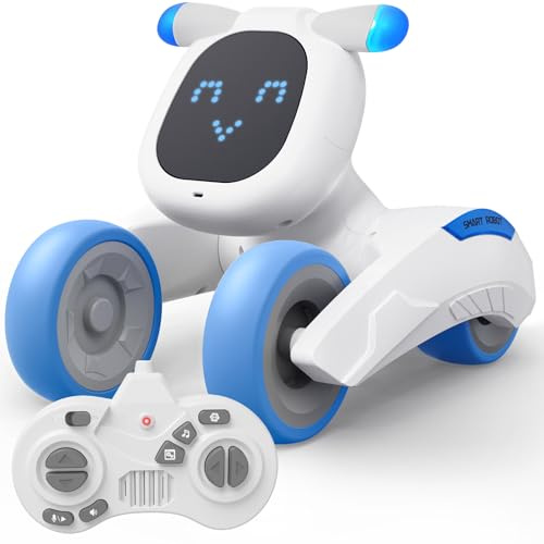 PRANITE Robot Toy for Kids, Rechargeable Remote Control Robot Toy with LED Expression changes, Record, Voice Control, Touch Sense, Sing, Dance, Interactive Birthday Gifts for Boys & Girls