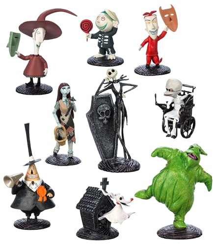 Disney Store Official, Pesadilla Antes de Navidad, Set de Juego de figuritas, 9 Figuras moldeadas, Incluye Jack Skellington, Sally, Oogie Boogie, Zero, Lock, Shock, Barrel, Alcalde, Dr. Finkelstein