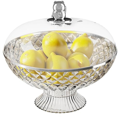 Ciotola di Plastica Trasparente con Coperchio da 10,2 Pollici - Contenitore Decorativo per Frutta e Bancone da Cucina