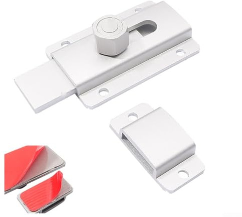 Cerradura deslizante de puerta en aleación de aluminio para almacenes y hogares (plata)
