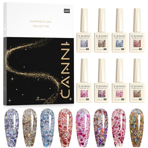 CANNI UV Gel Nagellack Glitzer Nagellack Gel Nail Polish Farbgel für Gelnägel UV Lack Soak Off gellack für UV Lampe 13031KK