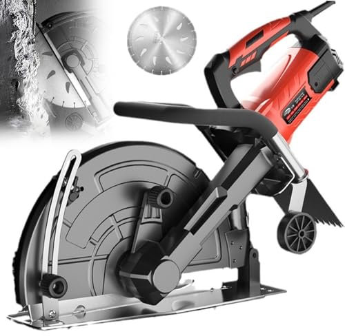 Electric Wall Chaser 6800r/min, 9900w Wall Groove Cutting Machine, 0-154mm Depth Adjustable, 90° Rotation, Dust-free, Saw Blade Diameter 405mm, Roller, Concrete Cutting Slotting Machine