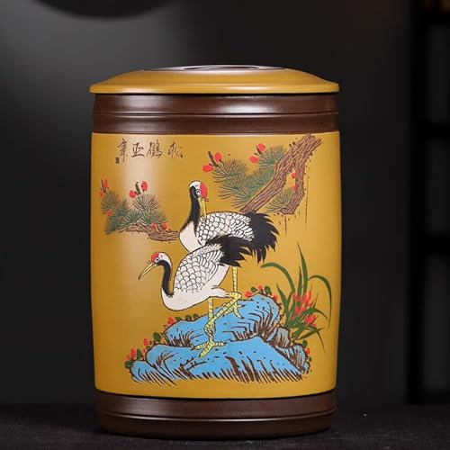 HOLGVE Ceramic Rice Bucket, Rice Jar Container with Lid, Food Storage Container, Chinese Cereals Ceramic Rice Cylinder, Kitchen Sealed Grain Dispenser, for Soybeans, Corn, Coffee(50KG)