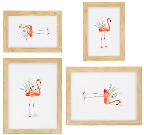 QMLING Set di 4 cornici portafoto 10 x 15 cm, 15 x 20 cm, in legno con vetro acrilico e pannello posteriore, piccole cornici per foto da appendere, per soggiorno, camera da letto