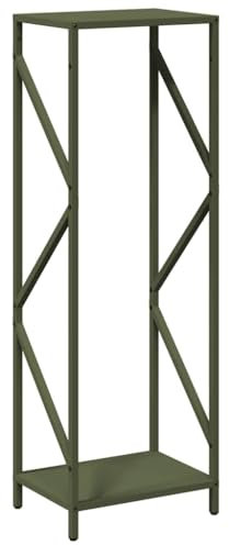 vidaXL Firewood Rack - Cold-Rolled Steel, 34x25x100 cm, Olive Green Log Holder for Indoor Storage, Stylish Fireplace Wood Shelf