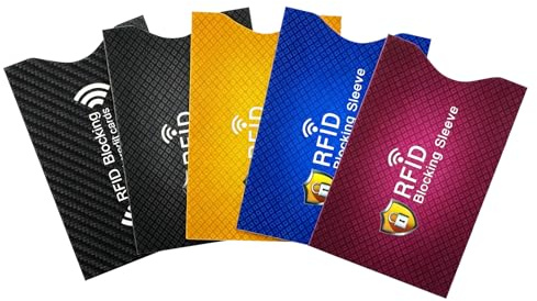5 Pezzi Custodie NFC certificate,Multicolore Antifurto custodie con blocco RFID,Design portatile e sottile Custodie,Custodia Protezione Carta Prevenzione del furto d'identità