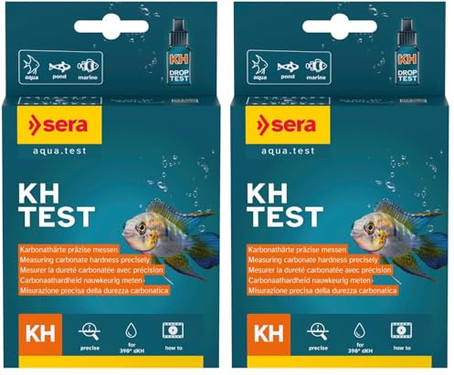 sera 04210 Karbonathärte Test (KH), misst zuverlässig und genau die Karbonathärte, für Süß- & Meerwasser, im Aquarium oder Teich, 15 ml (2er Pack)