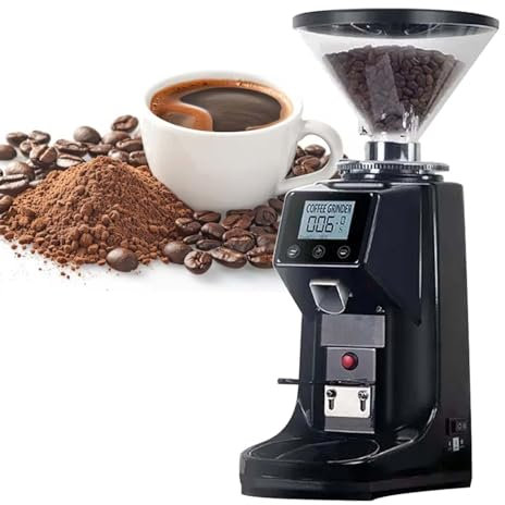 Moulin à Café éLectrique Professionnel, Machines à Expresso Automatiques, Meule Plate En Acier Inoxydable De 60 Mm, 19 RéGlages De Mouture, éCran Tactile,Black-200G