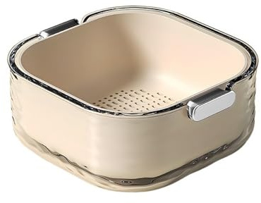 Bamboo Sea Ciotole per la frutta, Lavabo, Cestello Scolapiatti, Cucina, Soggiorno, Casa, Piatto For Frutta, Semplice Cesto For Frutta A Doppio Strato Ciotole per la frutta da tavolo(Beige,L)