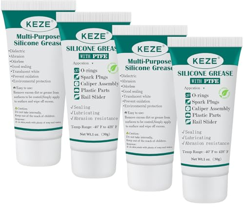 KEZE 3D Printer Lubricant Plastic Grease for RV Seals, 28g Each, 4-Pack | Synthetic PTFE blend suits printer rails, sliding doors, plastic gears, RV toilet seals and faucet O rings.