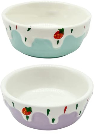 Toyvian Cuenco de Comida para Hámster Cerámico Pequeño 2 Piezas Colores Morado y Azul Recipiente para Alimentación Mascotas Animales Pequeños