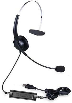 2. Auriculares de teléfono con cable con micrófono de reducción de ruido, auriculares USB para teléfono fijo/PC, oficina, centro de llamadas, uso de auriculares de un solo oído para videoconferencias