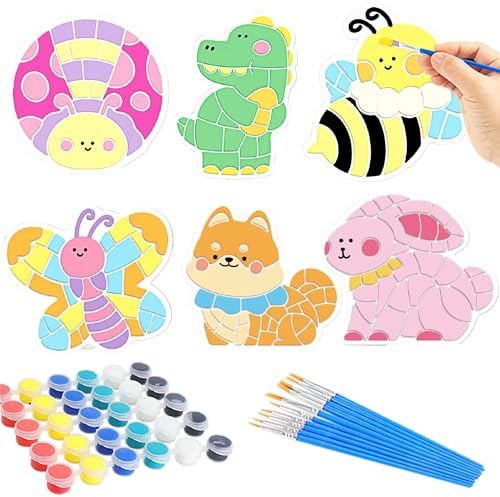 WSNDM 6PCS Kit De Dibujo De Bloques De Color Para Niños, Diy Pintura y Manualidades, Decora La Tuya Propia Para Niños, Regalos De Pintura, Actividad Familiar, Regalo Para De 8 9 10 11 12 Años