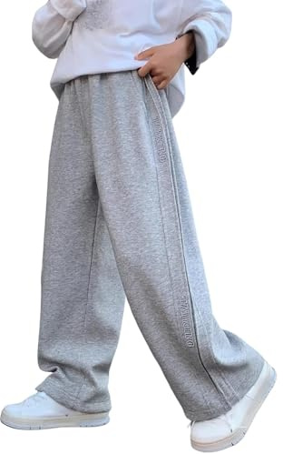 OUMSHBI Sweatpants Boys Kids Jogging Bottoms Elastic Waisted Fleece Lined Sport Pants Activewear Lounge Wear Trousers with Pockets Aesthetic Teenage Jogger Trousers Boys Tracksuit Jogging Pants Grey