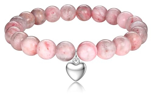 Kakonia Perlenarmband Damen Herz Armband Damen Frauen Naturstein Perlen Armbänder Boho Perlenarmband Edelstein Armband Schmuck Damenarmband