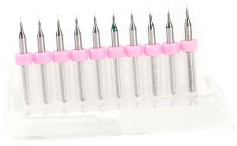HETHLIF Mikro-Bohrer-Set, Mikro-Bohrer, CNC-Bits, Gravur, Mikro-Set, Spitze, 10 Stück, PCB-Leiterplatten-Bohrer für Steinschmuck, CNC-Leiterplatten-Werkzeug (0,1 mm)