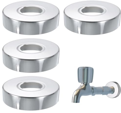 DORKIN Écussons, 4 cache-robinets de douche en acier inoxydable, 80 x 19 mm, argentés, pour fixation murale, idéaux pour la cuisine et la salle de bain.